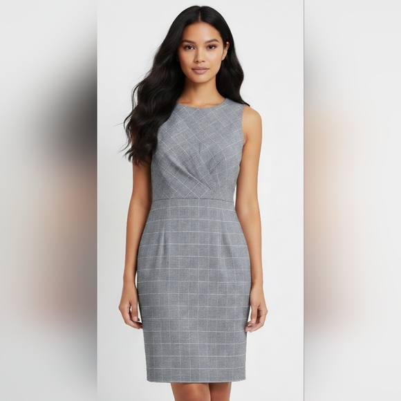 Banana Republic Dresses & Skirts - NWT Banana Republic Gray Checkered Sheath Dress Size 6P
